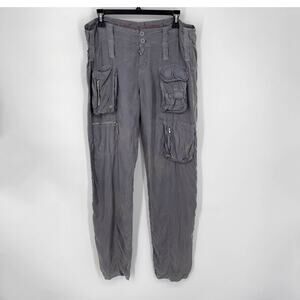 Pete & Greta By Johnny Was Women's Y2K Cupra Poplin Cargo Pants NEW Size 8 Gray